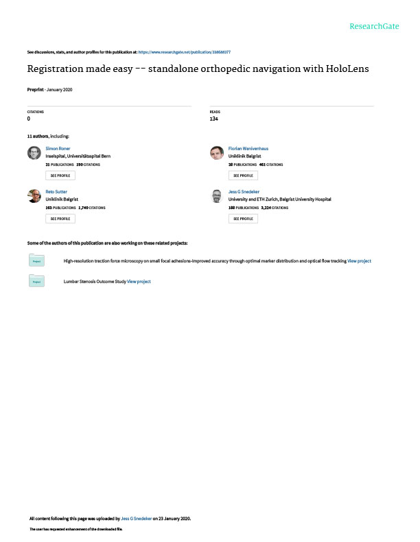 Registration made easy – standalone orthopedic navigation with HoloLens