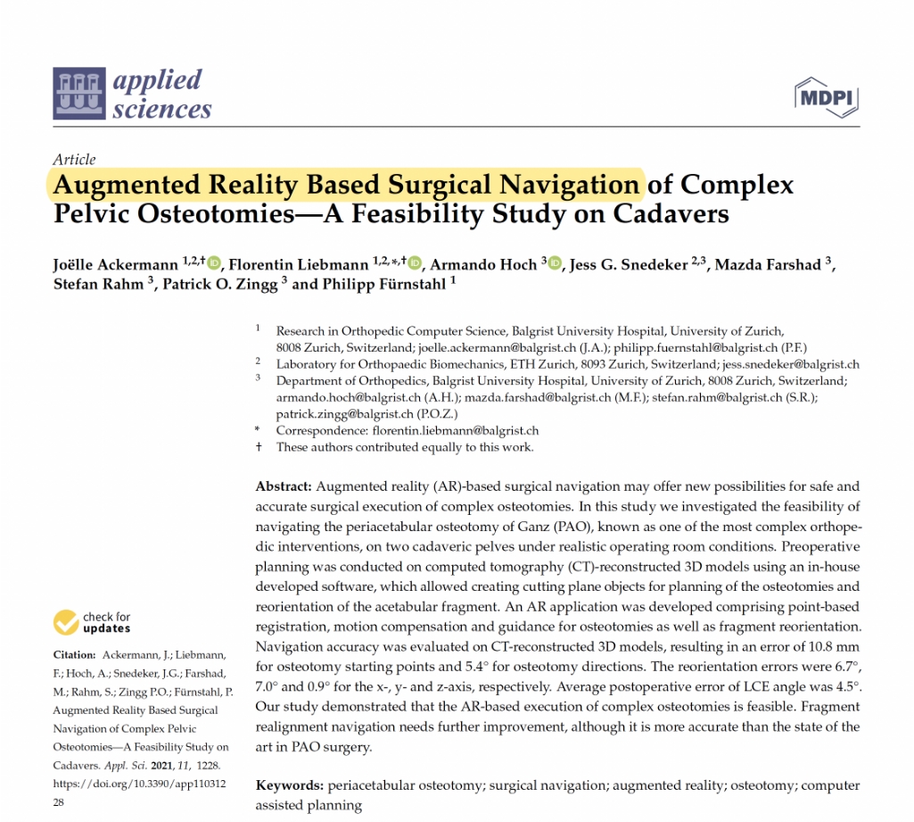 Augmented Reality Based Surgical Navigation of Complex Pelvic Osteotomies—A Feasibility Study on Cadavers