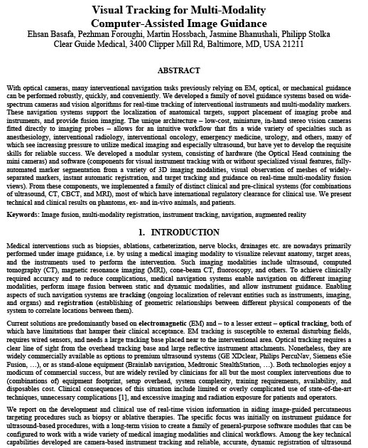 Visual tracking for multi-modality computer-assisted image guidance