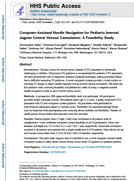 Computer-Assisted Needle Navigation for Pediatric Internal Jugular Central Venous Cannulation: A Feasibility Study